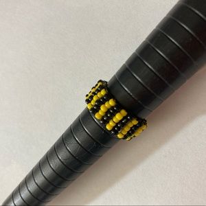 Black and Yellow Beaded Ring